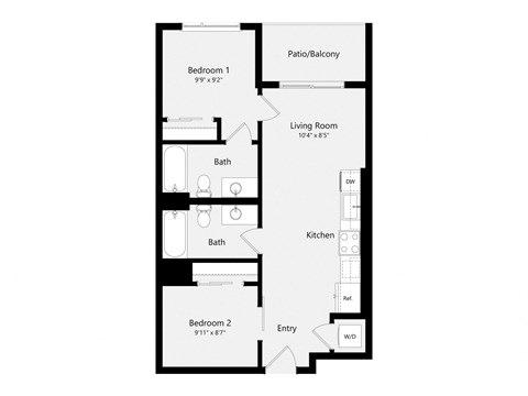 a floor plan of a 1 bedroom floor plan